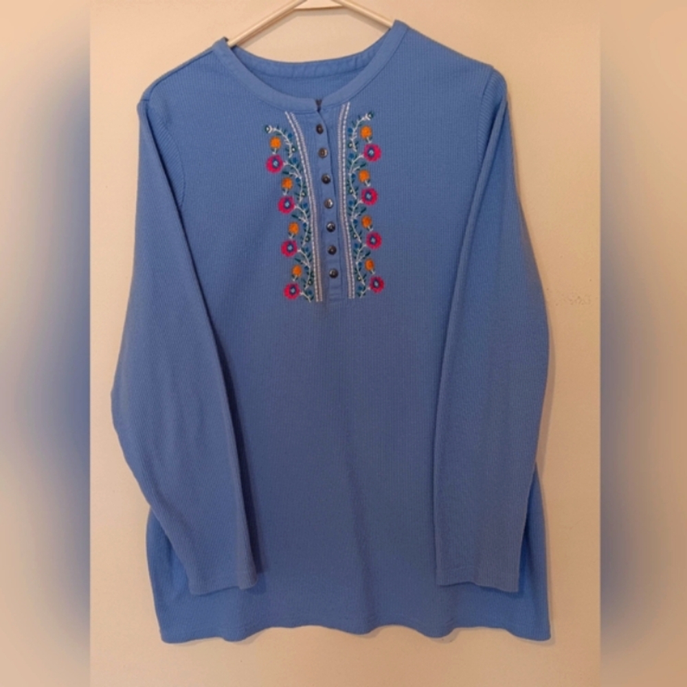 Woman Within thermal shirt decorative embroidery